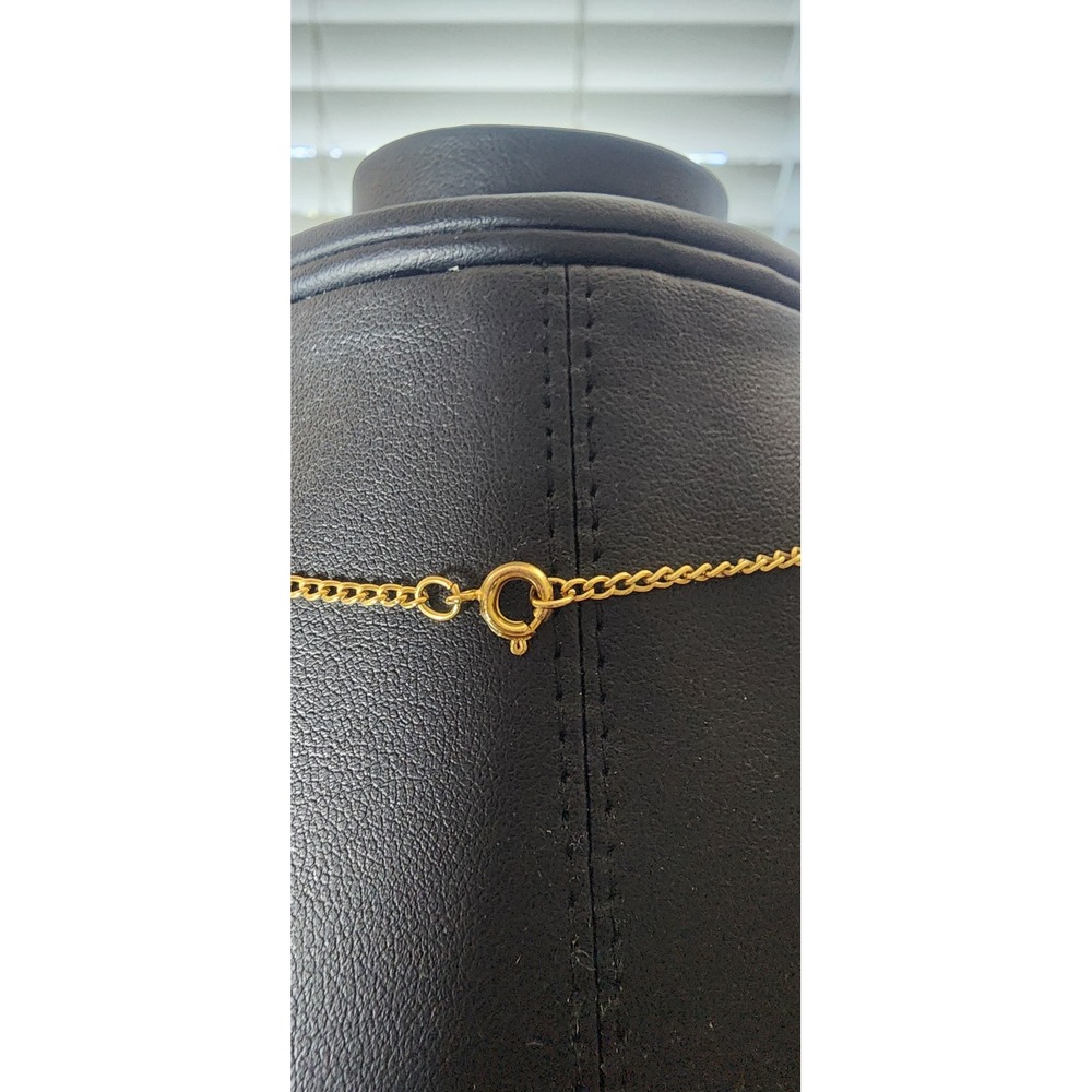 Gold Tone Red Heart Pendant Necklace Dainty Curb Chain‎ 23 Inch Jewelry - Picture 3 of 4